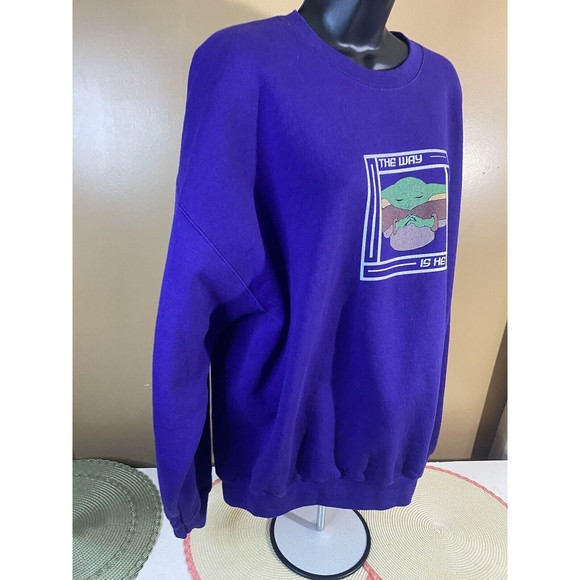 Star Wars Yoda Print Gildan Purple Pullover Sweatshirt Size XL - Picture 6 of 16